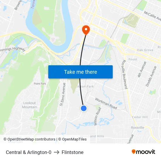 Central & Arlington-0 to Flintstone map