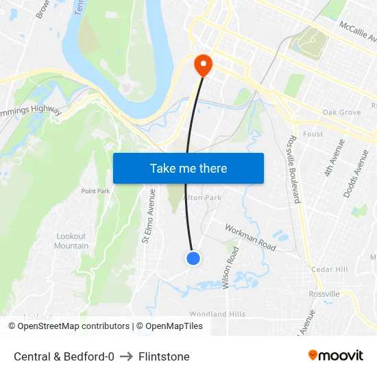 Central & Bedford-0 to Flintstone map