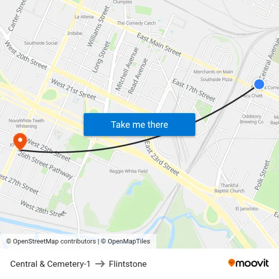 Central & Cemetery-1 to Flintstone map