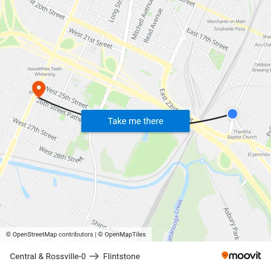 Central & Rossville-0 to Flintstone map