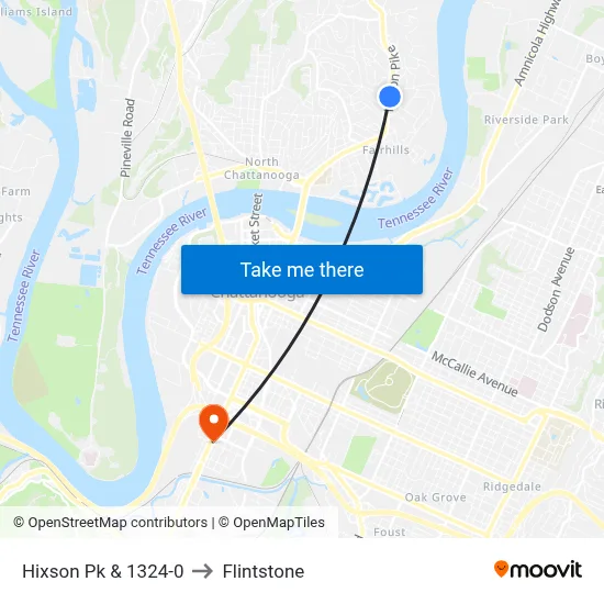 Hixson Pk & 1324-0 to Flintstone map