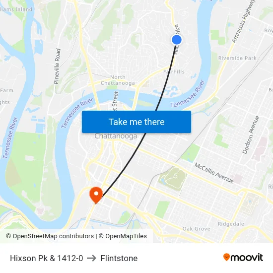 Hixson Pk & 1412-0 to Flintstone map