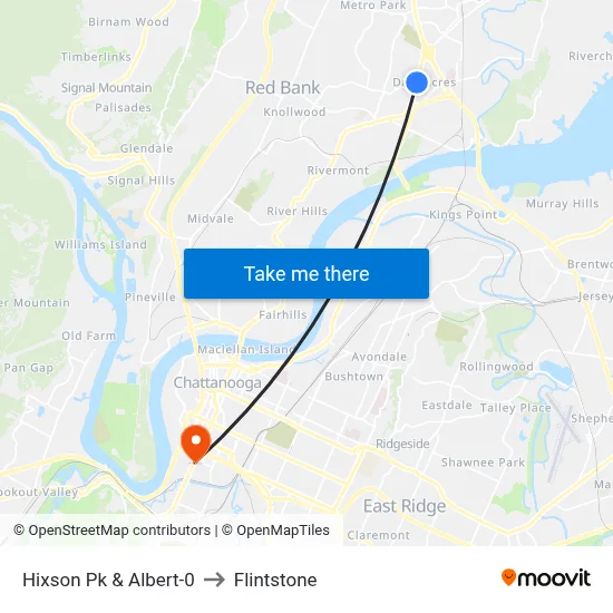 Hixson Pk & Albert-0 to Flintstone map