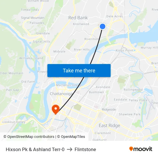Hixson Pk & Ashland Terr-0 to Flintstone map