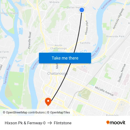 Hixson Pk & Fernway-0 to Flintstone map