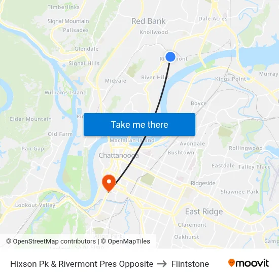 Hixson Pk & Rivermont Pres Opposite to Flintstone map