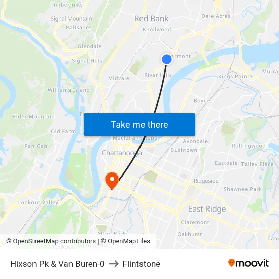 Hixson Pk & Van Buren-0 to Flintstone map