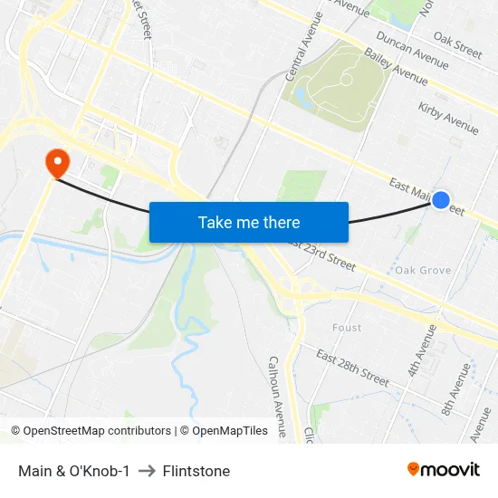 Main & O'Knob-1 to Flintstone map