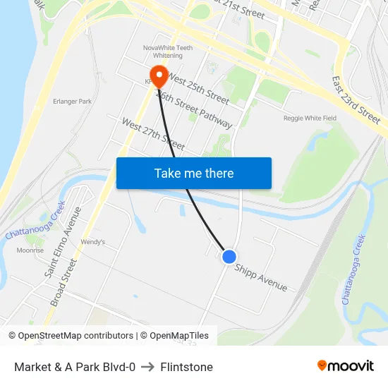 Market & A Park Blvd-0 to Flintstone map