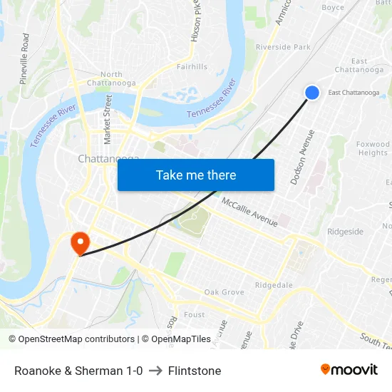Roanoke  & Sherman 1-0 to Flintstone map