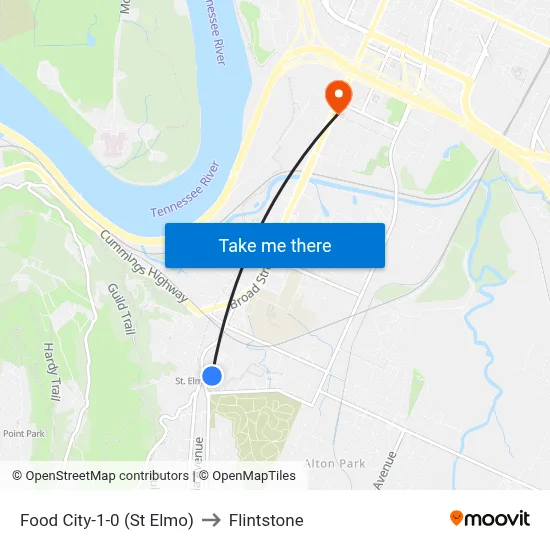 Food City-1-0 (St Elmo) to Flintstone map