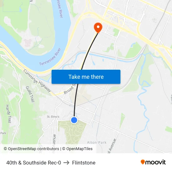 40th & Southside Rec-0 to Flintstone map