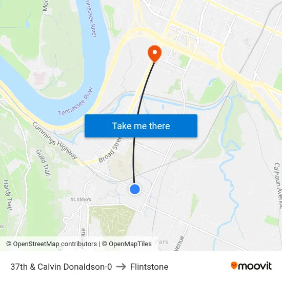 37th & Calvin Donaldson-0 to Flintstone map