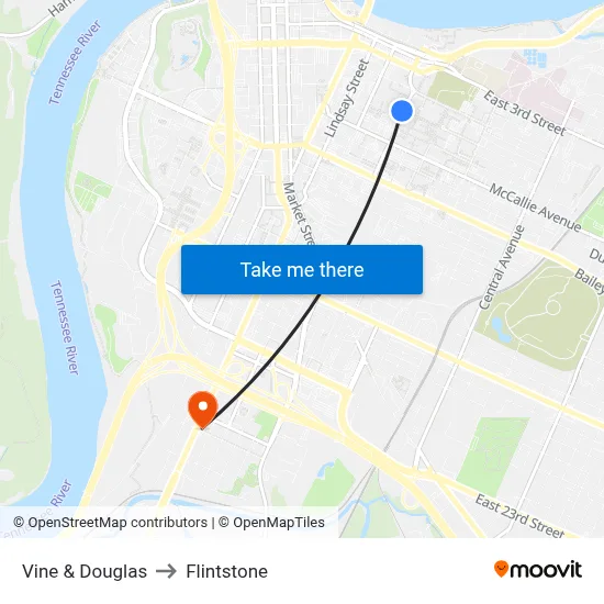 Vine & Douglas to Flintstone map