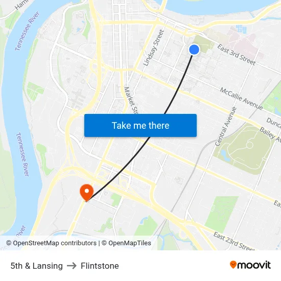 5th & Lansing to Flintstone map