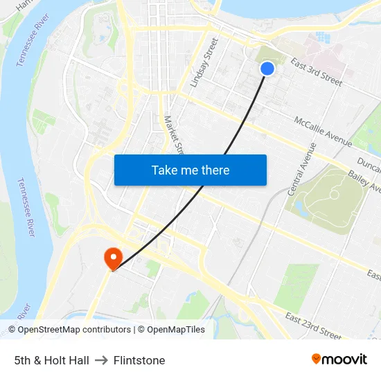 5th & Holt Hall to Flintstone map