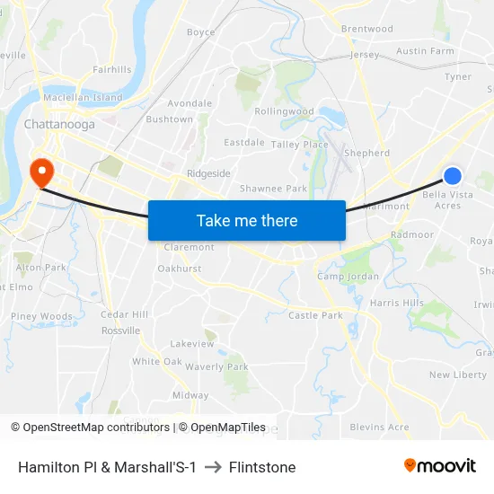 Hamilton Pl & Marshall'S-1 to Flintstone map