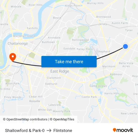 Shallowford & Park-0 to Flintstone map
