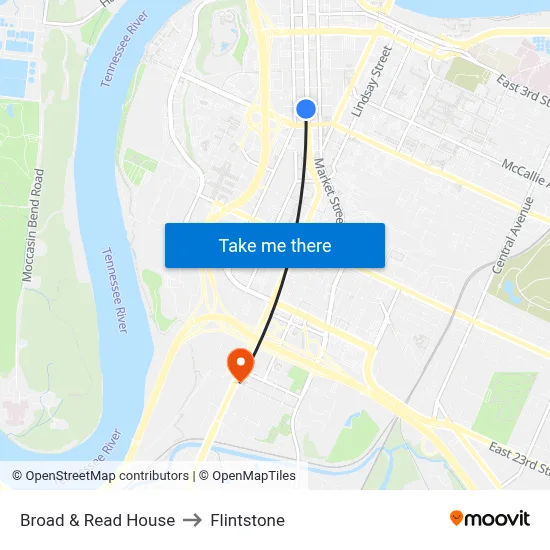 Broad & Read House to Flintstone map