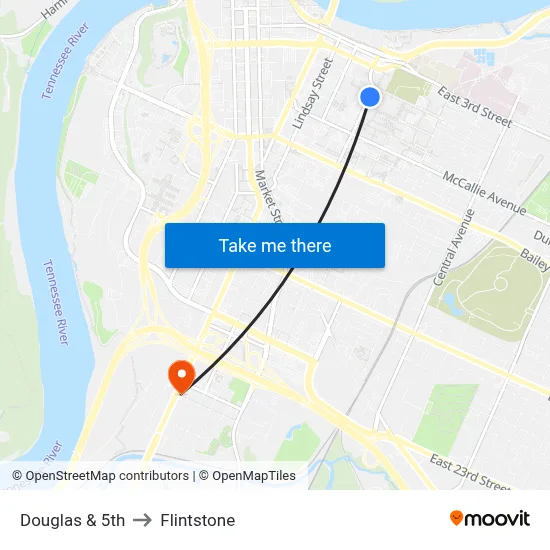 Douglas & 5th to Flintstone map