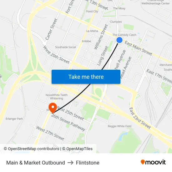 Main & Market Outbound to Flintstone map