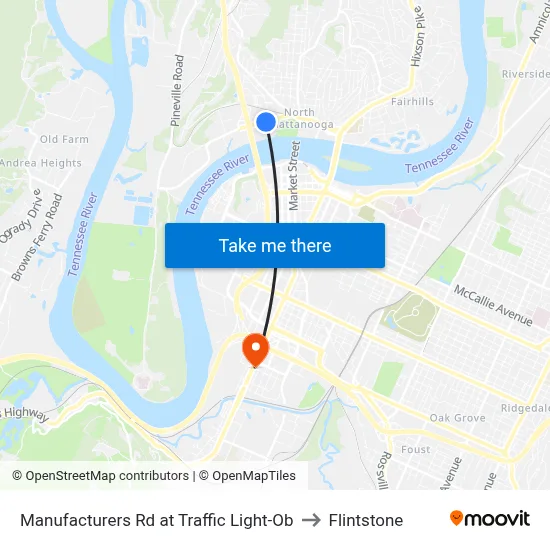 Manufacturers Rd at Traffic Light-Ob to Flintstone map