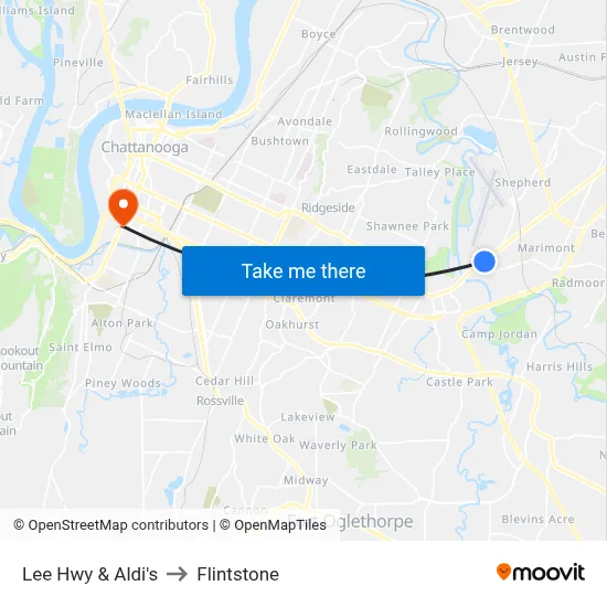Lee Hwy & Aldi's to Flintstone map