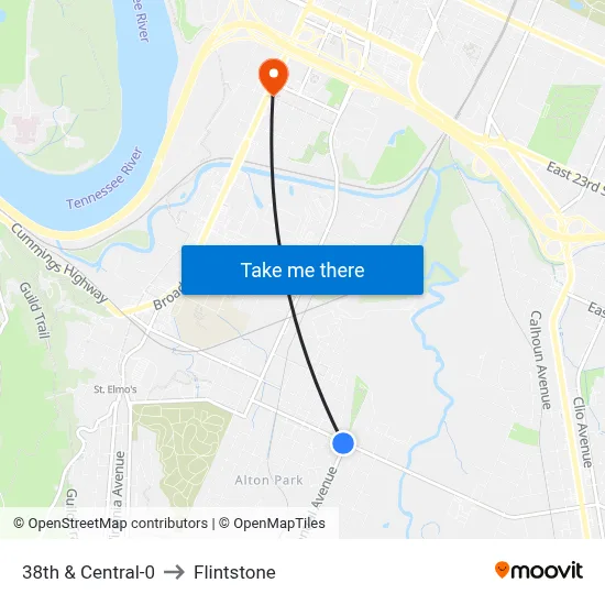 38th & Central-0 to Flintstone map