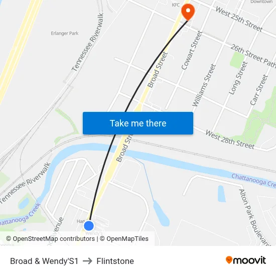 Broad & Wendy'S1 to Flintstone map
