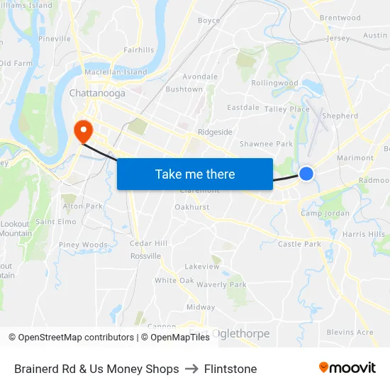 Brainerd Rd & Us Money Shops to Flintstone map