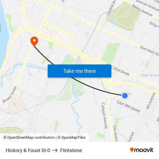 Hickory & Foust St-0 to Flintstone map