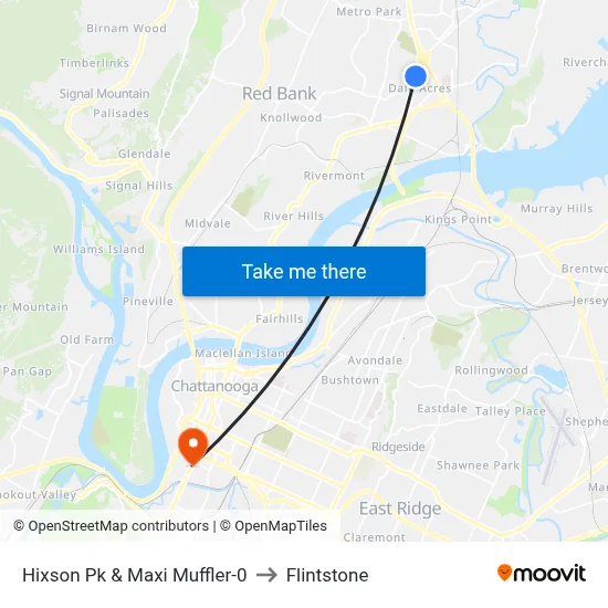 Hixson Pk & Maxi Muffler-0 to Flintstone map