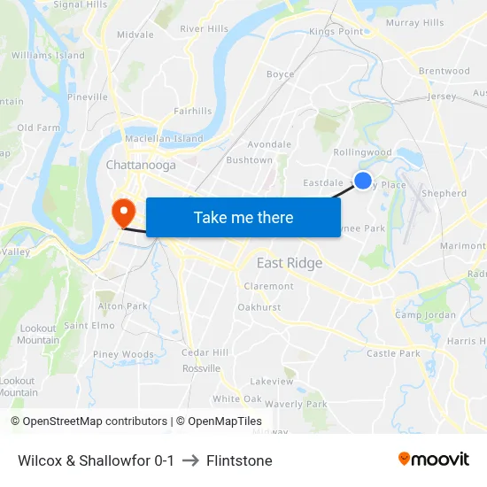 Wilcox & Shallowfor 0-1 to Flintstone map