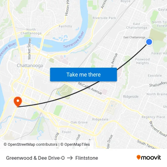 Greenwood & Dee Drive-O to Flintstone map