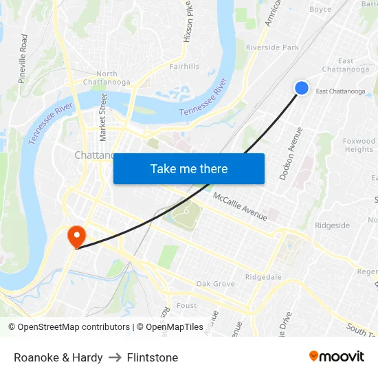 Roanoke & Hardy to Flintstone map