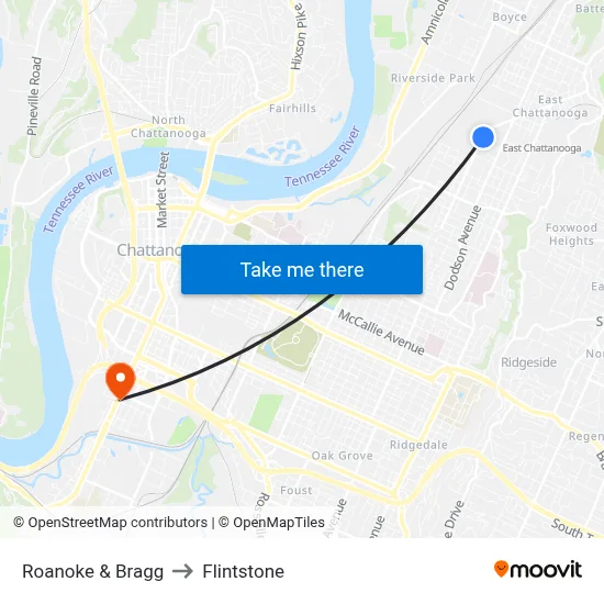 Roanoke & Bragg to Flintstone map
