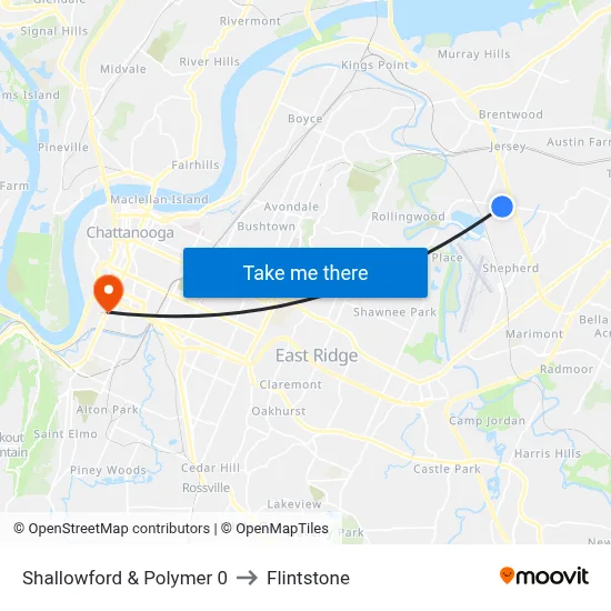 Shallowford & Polymer 0 to Flintstone map