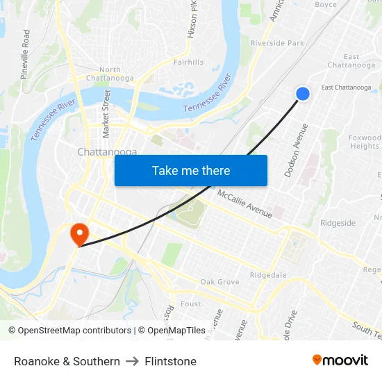 Roanoke & Southern to Flintstone map