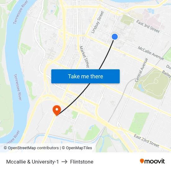 Mccallie & University-1 to Flintstone map