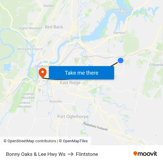 Bonny Oaks & Lee Hwy Ws to Flintstone map