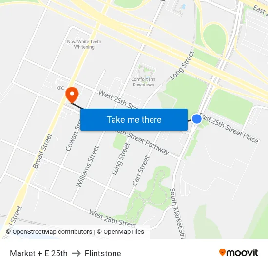 Market + E 25th to Flintstone map
