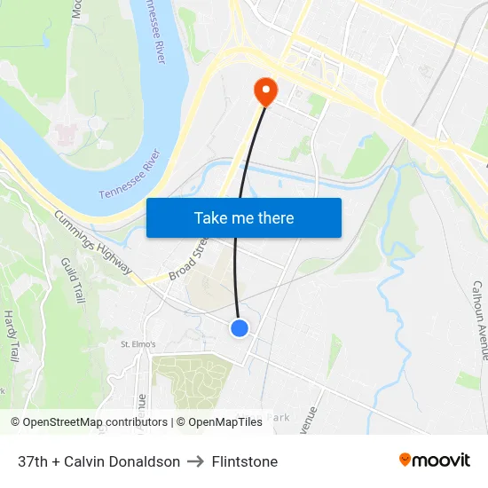 37th + Calvin Donaldson to Flintstone map