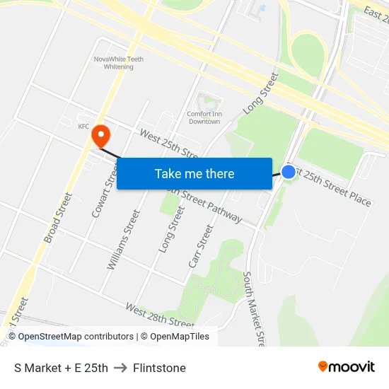 S Market + E 25th to Flintstone map