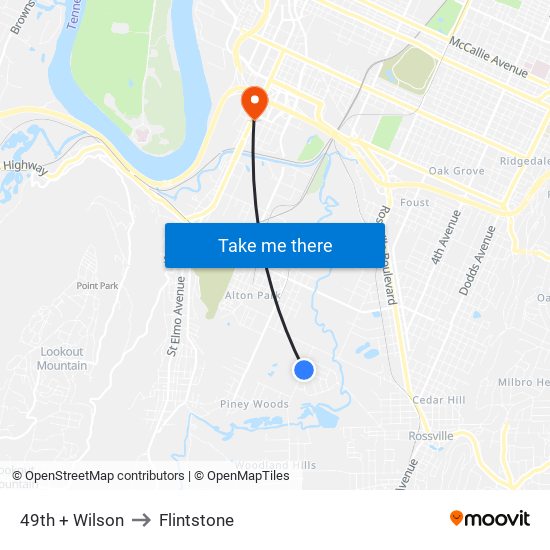 49th + Wilson to Flintstone map