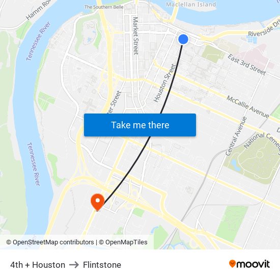 4th + Houston to Flintstone map