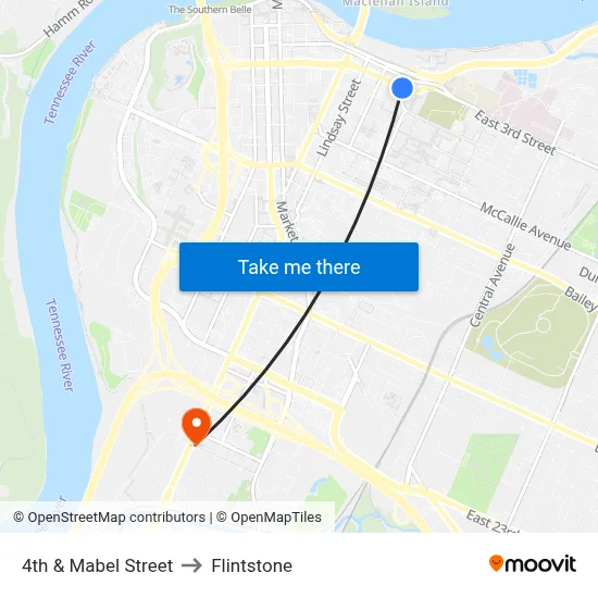 4th & Mabel Street to Flintstone map