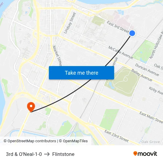3rd & O'Neal-1-0 to Flintstone map