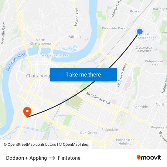 Dodson + Appling to Flintstone map