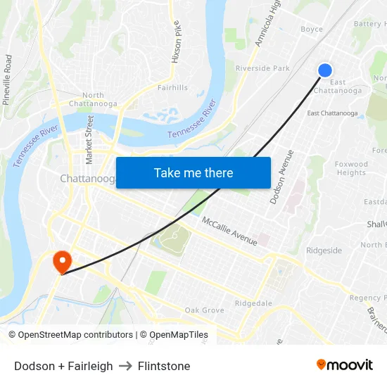 Dodson + Fairleigh to Flintstone map