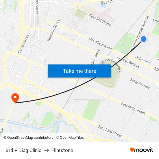 3rd + Diag Clinic to Flintstone map